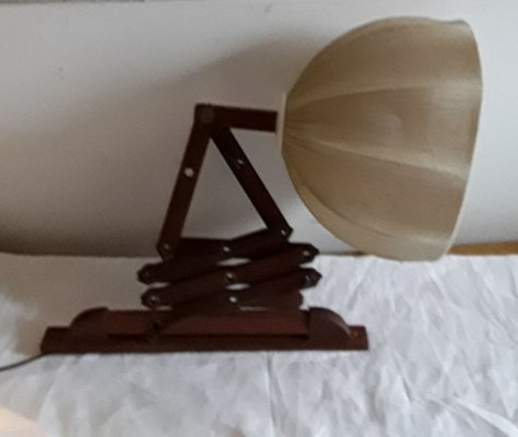 Extendable Sconce with Teak Frame & Beige Wool Shade, 1970s-HOI-801778