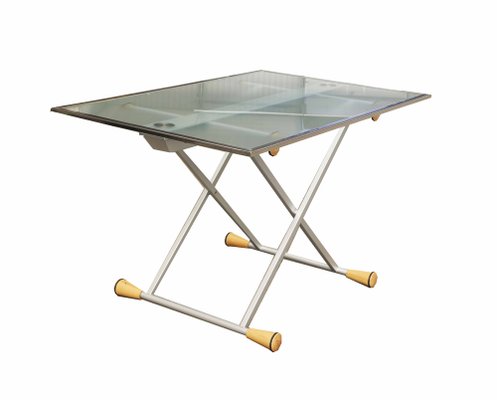 Extendable Side Table in Glass with Steel Structure, 1998-PTH-1413877