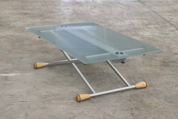 Extendable Side Table in Glass with Steel Structure, 1998-PTH-1413877