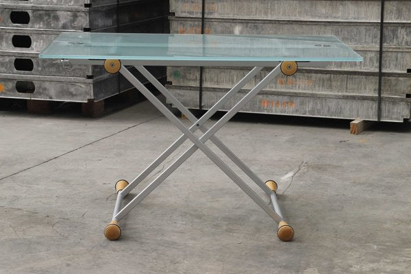 Extendable Side Table in Glass with Steel Structure, 1998-PTH-1413877