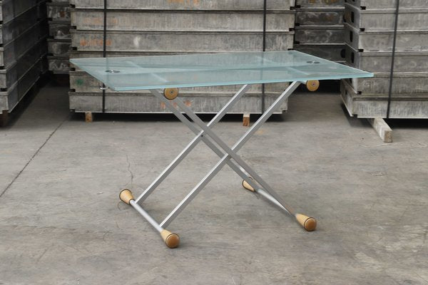 Extendable Side Table in Glass with Steel Structure, 1998-PTH-1413877