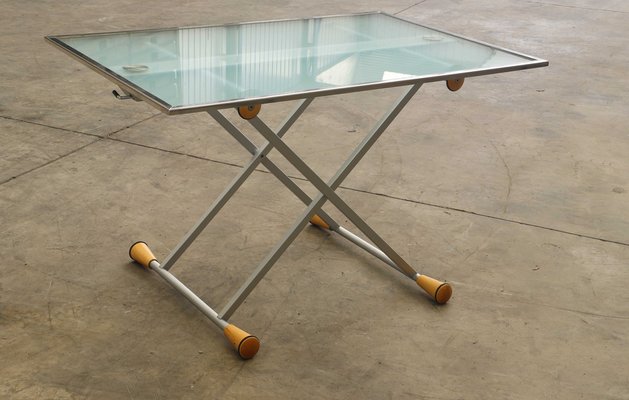 Extendable Side Table in Glass with Steel Structure, 1998-PTH-1413877