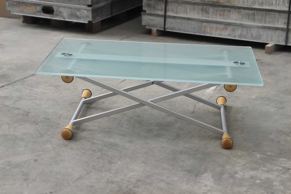 Extendable Side Table in Glass with Steel Structure, 1998-PTH-1413877