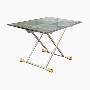 Extendable Side Table in Glass with Steel Structure, 1998-PTH-1413877