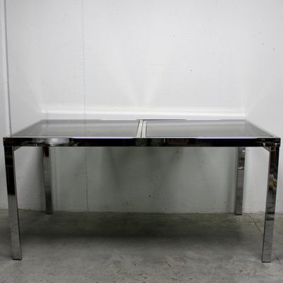 Extendable Table in Metal and Stained Glass, 1970s-NE-1805418