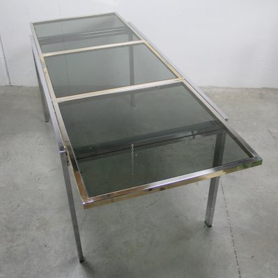 Extendable Table in Metal and Stained Glass, 1970s-NE-1805418