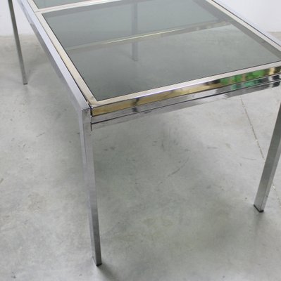 Extendable Table in Metal and Stained Glass, 1970s-NE-1805418