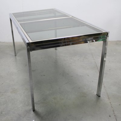 Extendable Table in Metal and Stained Glass, 1970s-NE-1805418