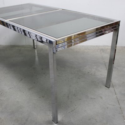 Extendable Table in Metal and Stained Glass, 1970s-NE-1805418