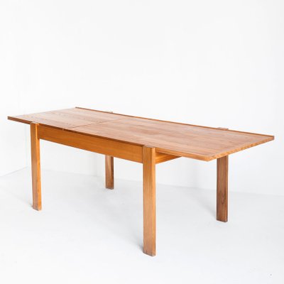 Extensible Table Assembly and Chairs of Rationalist Design in Elm Wood, France, 1970s, Set of 5-ZFJ-1803829