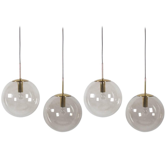 Extra Large Brass Globe Pendant Lamp from Glashütte Limburg, 1970s