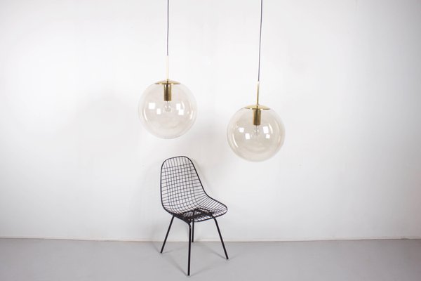 Extra Large Brass Globe Pendant Lamp from Glashütte Limburg, 1970s-QT-1263349