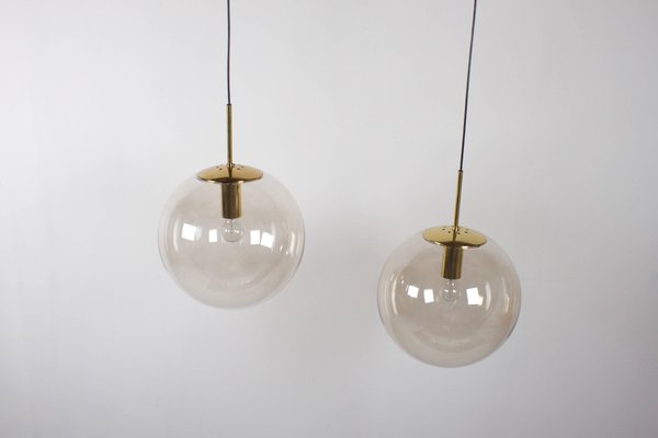 Extra Large Brass Globe Pendant Lamp from Glashütte Limburg, 1970s-QT-1263349