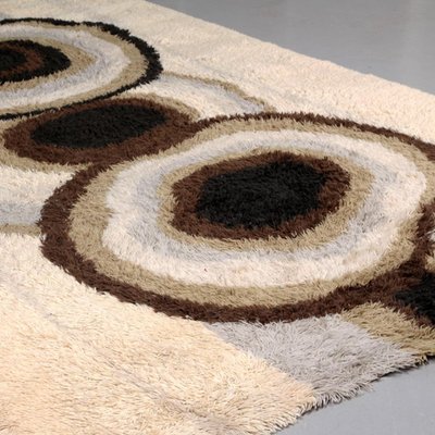 Extra Large Scandinavian Beige High Pile Rya Rug by Ege Taepper, 1960s-QZ-1134686