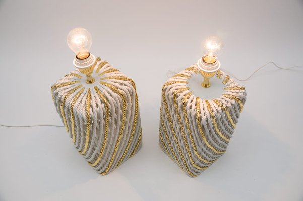 Extravagant Italian Ceramic Table Lamps, 1980s, Set of 2-KQB-1161239