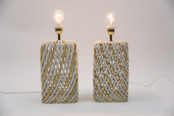 Extravagant Italian Ceramic Table Lamps, 1980s, Set of 2-KQB-1161239