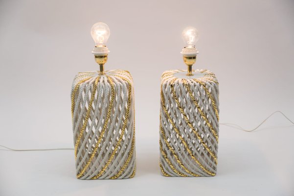 Extravagant Italian Ceramic Table Lamps, 1980s, Set of 2-KQB-1161239