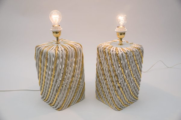 Extravagant Italian Ceramic Table Lamps, 1980s, Set of 2-KQB-1161239