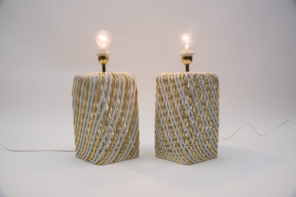 Extravagant Italian Ceramic Table Lamps, 1980s, Set of 2-KQB-1161239