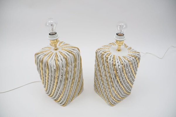 Extravagant Italian Ceramic Table Lamps, 1980s, Set of 2-KQB-1161239