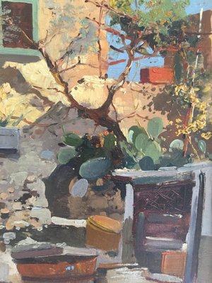 Ezelino Briante, Sunny Day in Capri, 1955, Oil on Panel, Framed-CJU-1749730