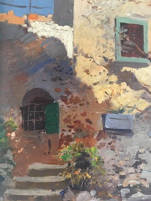 Ezelino Briante, Sunny Day in Capri, 1955, Oil on Panel, Framed-CJU-1749730