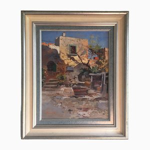 Ezelino Briante, Sunny Day in Capri, 1955, Oil on Panel, Framed-CJU-1749730