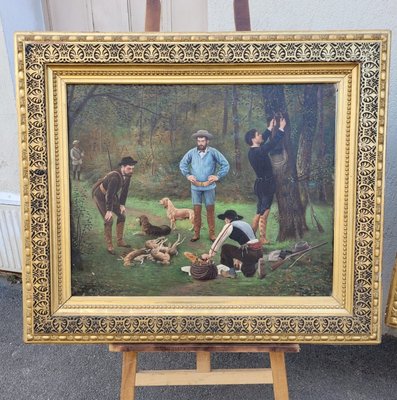 F Brillaud, Hunting Scenes, 19th Century, Oil Paintings on Canvas, Set of 2-SYQ-1283446