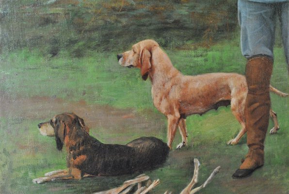 F Brillaud, Hunting Scenes, 19th Century, Oil Paintings on Canvas, Set of 2-SYQ-1283446