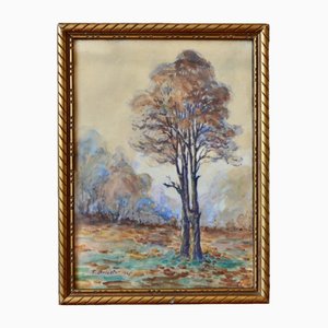 F. Brinster, Forest Landscape, 1925, Watercolor, Framed-AIU-1758395