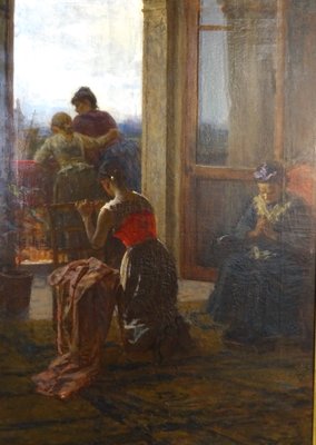 F. Danieli, At the Window, 1890s, Oil on Canvas-MLN-1056588