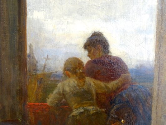 F. Danieli, At the Window, 1890s, Oil on Canvas-MLN-1056588