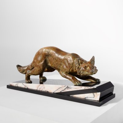 F. H. Danvin, Sculpture of a Fox, 1973, Bronze on Marble-YSY-2032295