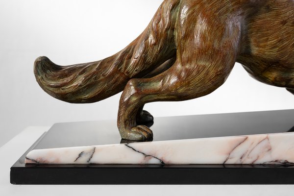 F. H. Danvin, Sculpture of a Fox, 1973, Bronze on Marble-YSY-2032295