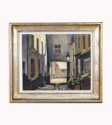 F. Jorwitz, Brussels Street Scene, 20th Century, Oil Painting, Framed-YK-1107900