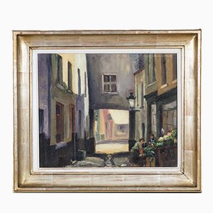 F. Jorwitz, Brussels Street Scene, 20th Century, Oil Painting, Framed-YK-1107900