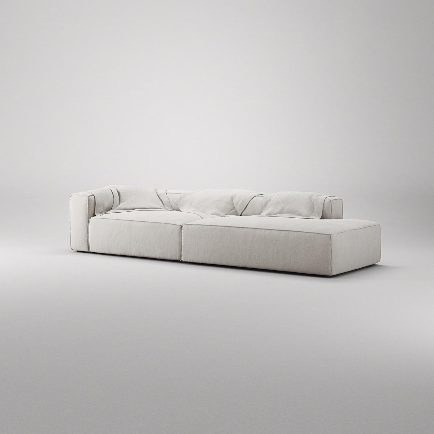 Decotique Grand 3-Seater Sofa Open End Right Moonwhite