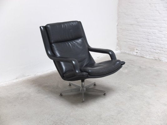 F152 Lounge Chairs in Black Leather by Geoffrey Harcourt for Artifort, 1970s-MHV-1746715