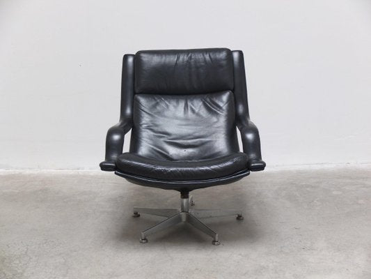 F152 Lounge Chairs in Black Leather by Geoffrey Harcourt for Artifort, 1970s-MHV-1746715