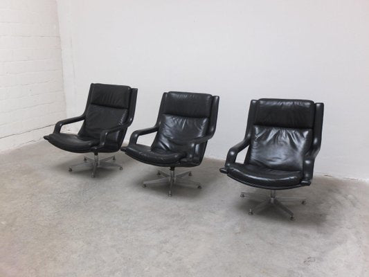 F152 Lounge Chairs in Black Leather by Geoffrey Harcourt for Artifort, 1970s-MHV-1746715