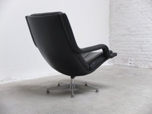 F152 Lounge Chairs in Black Leather by Geoffrey Harcourt for Artifort, 1970s-MHV-1746715