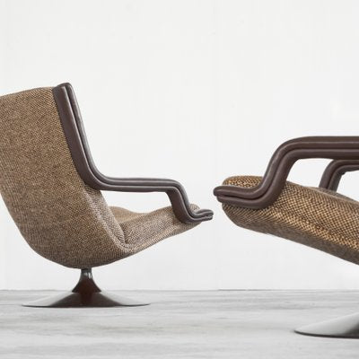 F152 Lounge Chairs with Ottoman attributed to Geoffrey Harcourt for Artifort, 1975, Set of 3-LPQ-1784875