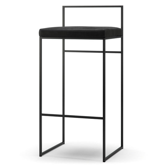 Department Bar Stool with Backrest 90 cm Black/Black Velvet