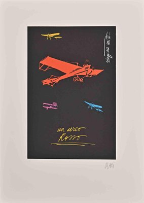 Fabio De Poli, Red Aircraft, Lithograph, 1970s-ZCI-1453354