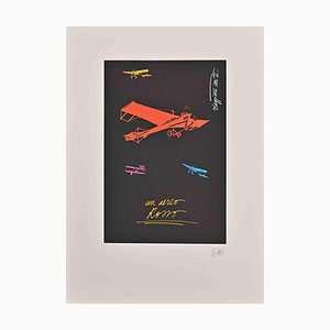 Fabio De Poli, Red Aircraft, Lithograph, 1970s-ZCI-1453354