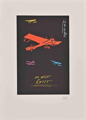 Fabio de Poli, Red Aircraft, Lithograph, Late 20th Century-ZCI-2025287