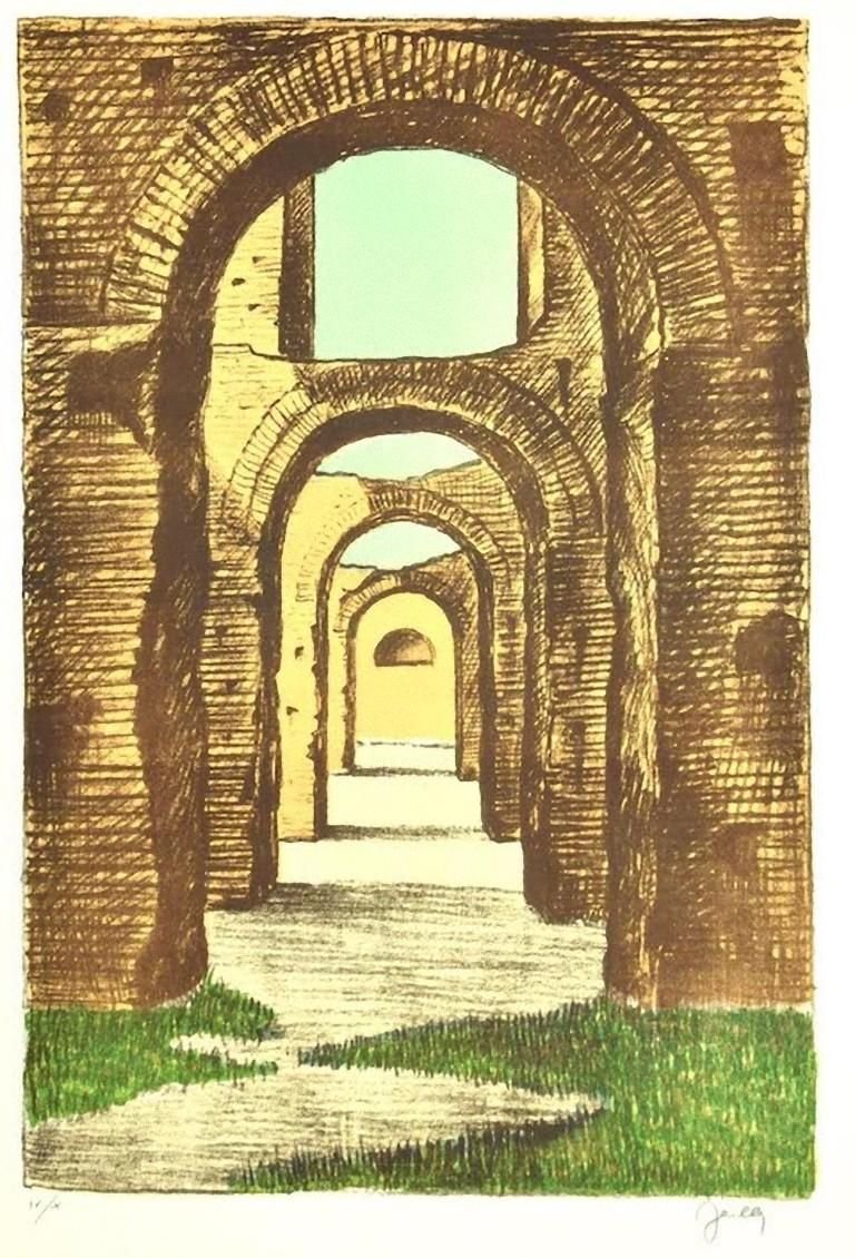 Fabio Failla - Baths of Caracalla - Original Lithograph by Fabio Failla - 1980s