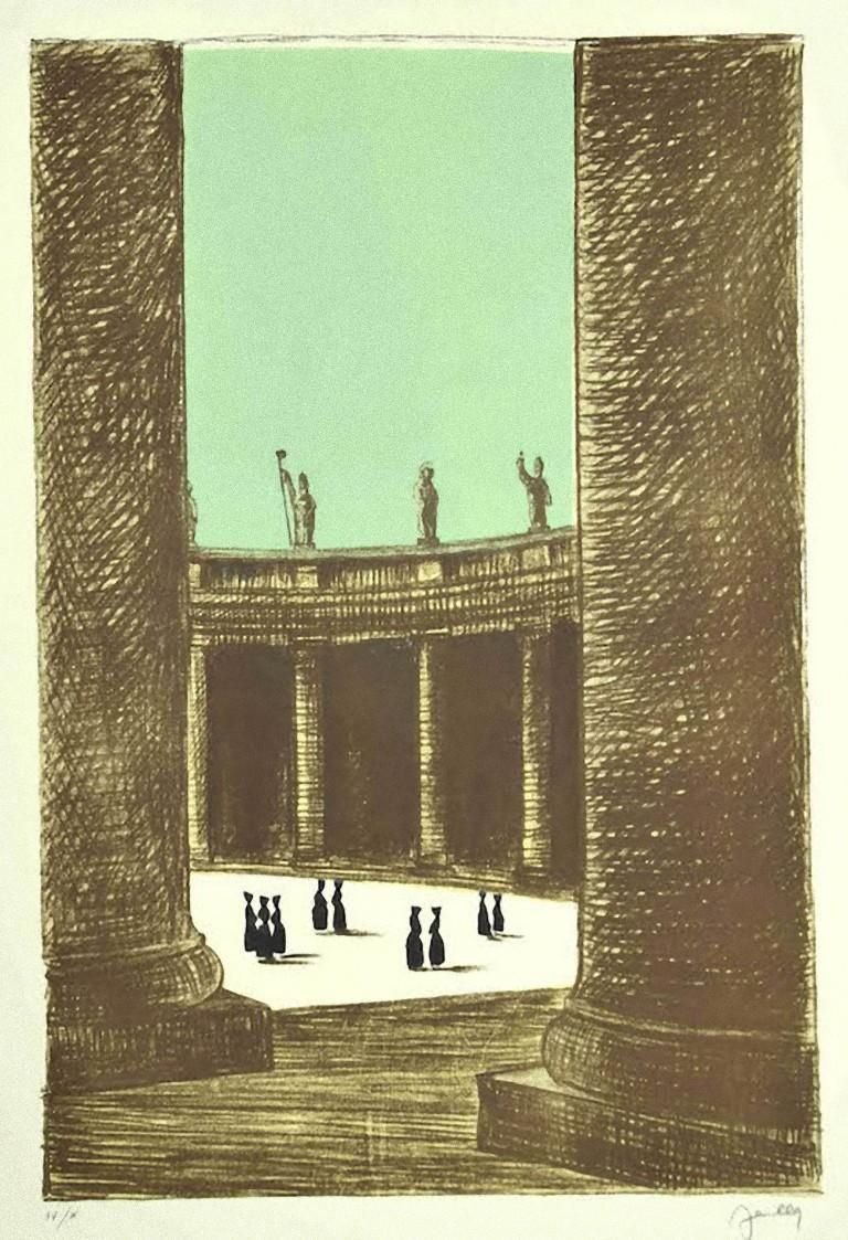 Fabio Failla - St. Peter's Square - Original Lithograph by Fabio Failla - 1980s