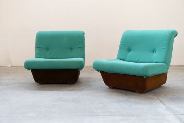 Fabric & Fiberglass Lounge Chairs from Lev & Lev, 1970s., Set of 2-KNM-1718211