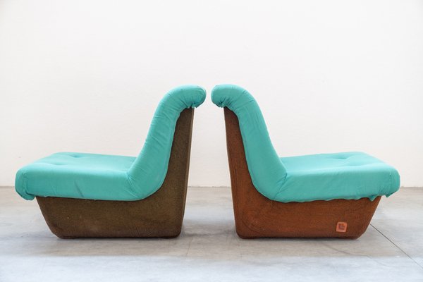 Fabric & Fiberglass Lounge Chairs from Lev & Lev, 1970s., Set of 2-KNM-1718211